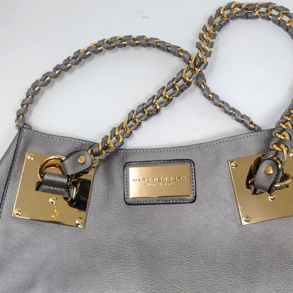 Andrew Marc Gunmetal Silver Tote, New Marc New York